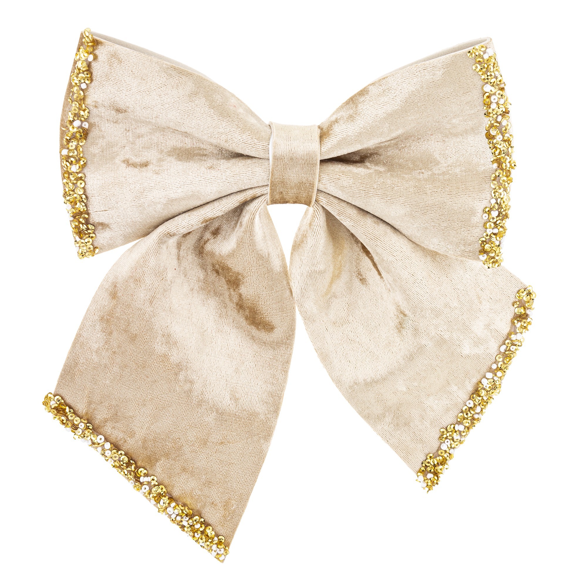 Veliūrinis kaspinas kreminės spalvos, 29 cm