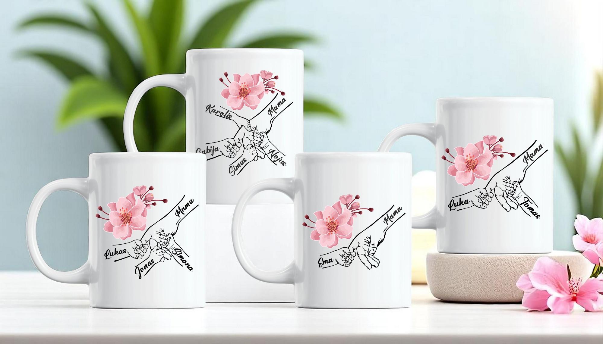 Puodelis „Mamai“ (Su jūsų vaikučių vardais)