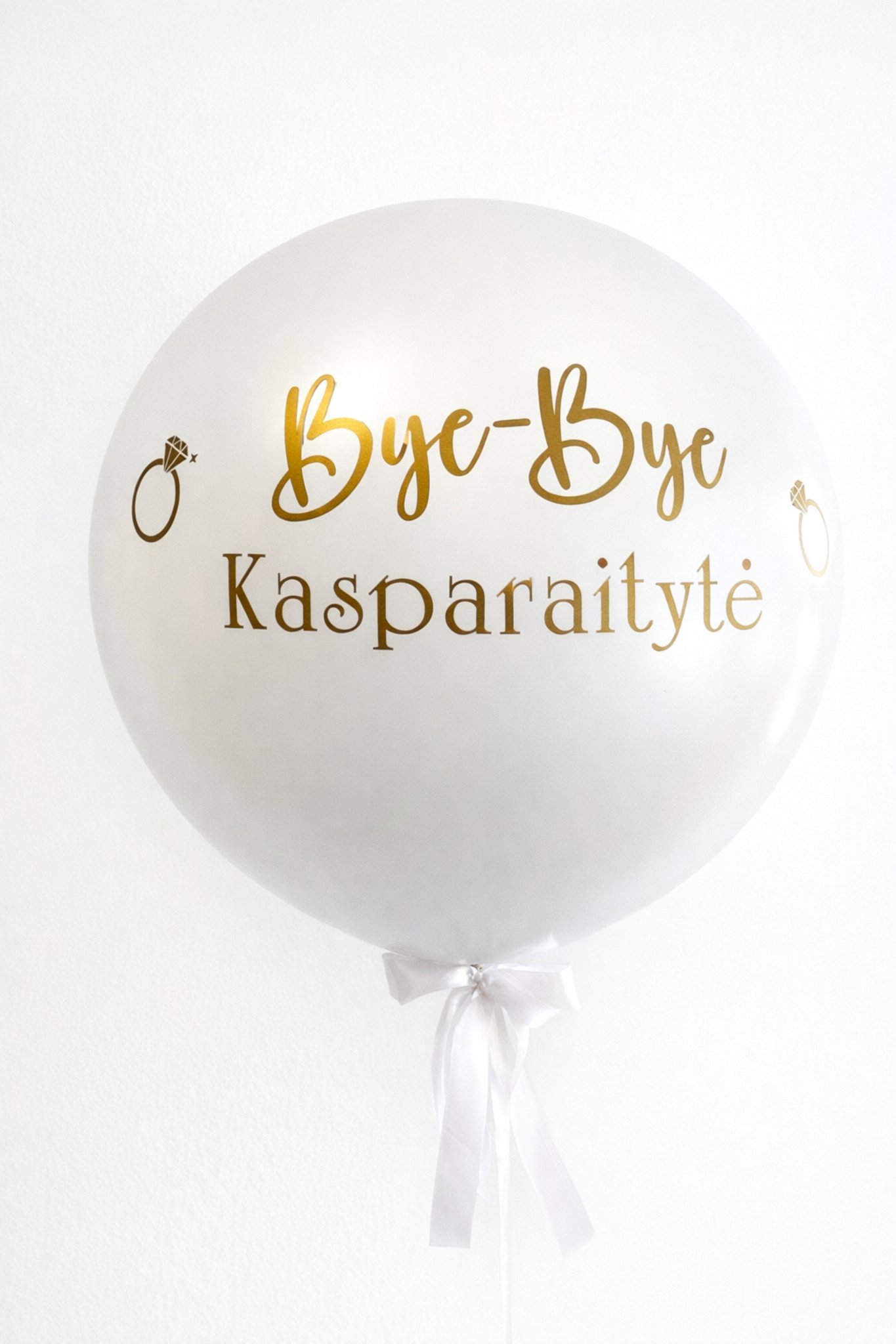 Dvigubas balionas mergvakariui, baltas, sprogdinamas